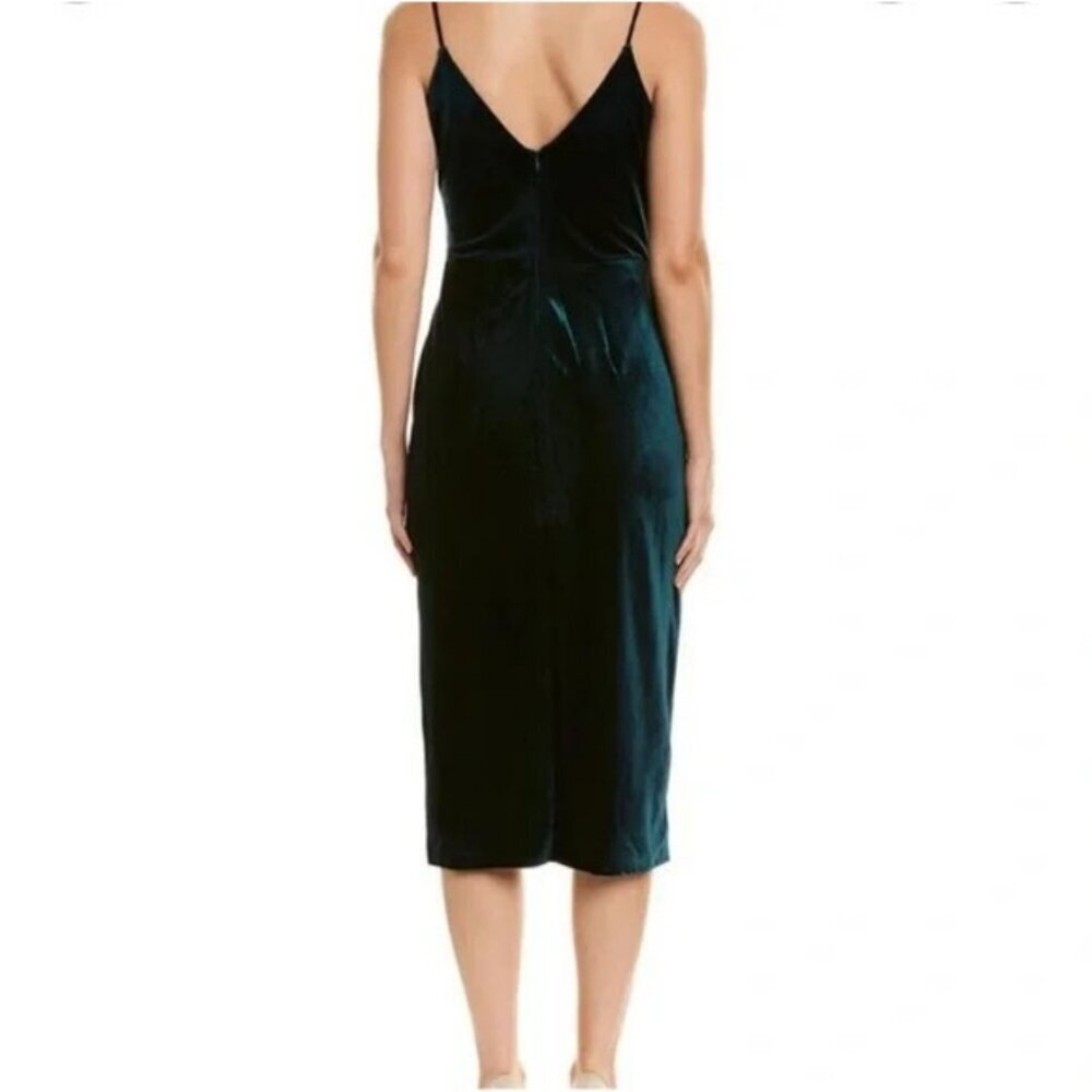 💕BETSEY JOHNSON💕 Faux Wrap Dress ~ Pine Green Velvet 4 NWOT - Picture 2 of 9